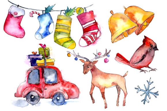 Aquarelle Christmas Collection Elements Illustrations