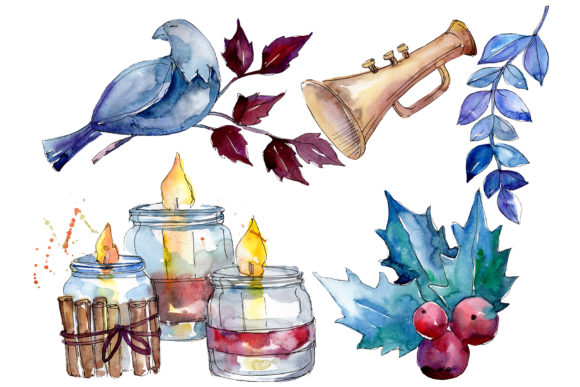 Christmas Card Watercolor Set for Branding and Packaging