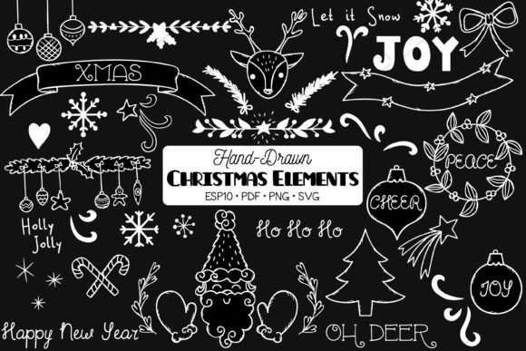 Christmas Decorative Elements White Illustrations