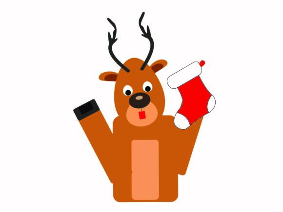 Christmas Deer Sitting Wearing a Sock Illustrations