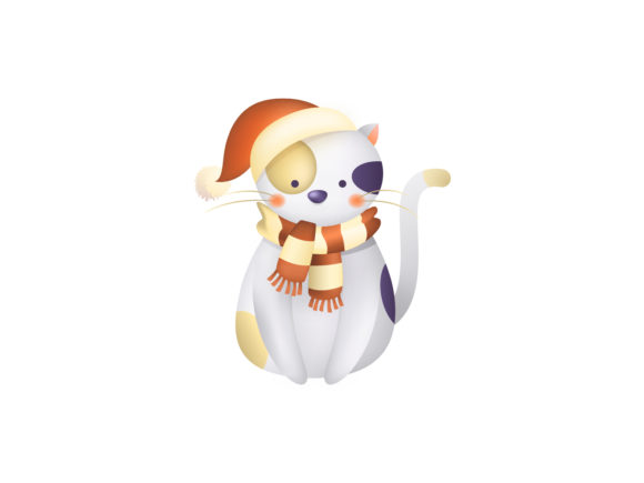 Christmas Illustration Cute Cat