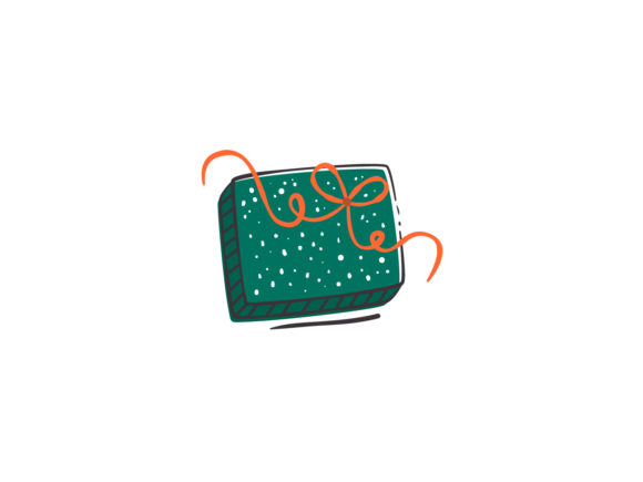 Christmas Illustration Green Present Box