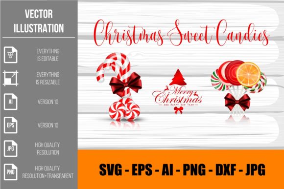 Christmas Sweet Candies Vector Illustrations