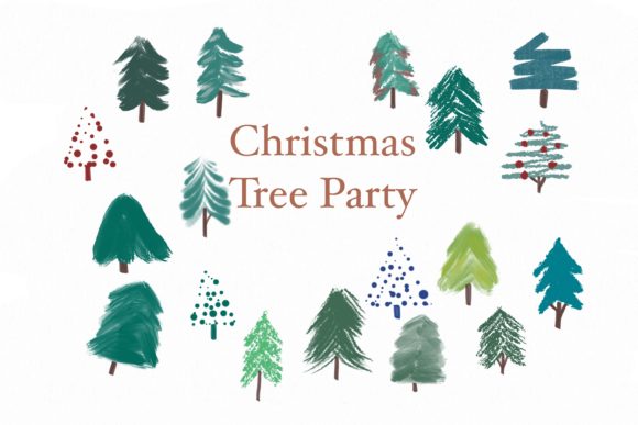 Christmas Tree Party Clipart for Festive Branding