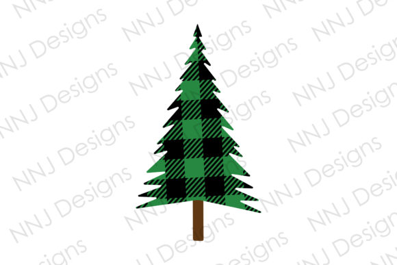 Christmas Tree with Plaid Clipart Green Illustrations