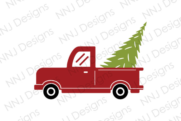 Christmas Truck with Tree Clipart