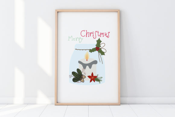 Christmas Wall Art-Candle-Cute Christmas Illustrations