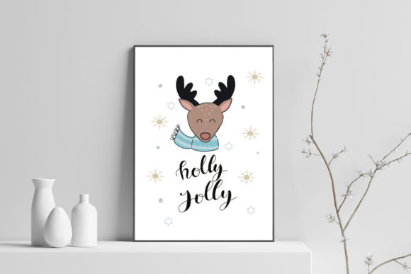 Christmas Wall Art-Smile Deer Illustrations