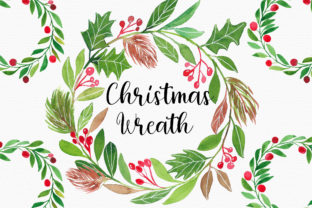 Christmas Watercolor Wreath Clipart for Local Branding