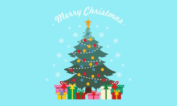 Colorful Vintage Christmas Tree Illustration