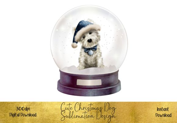 Cute Christmas Dog in Snow Globe