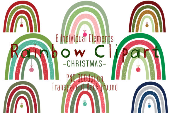 Festive Christmas Rainbow Clip Art