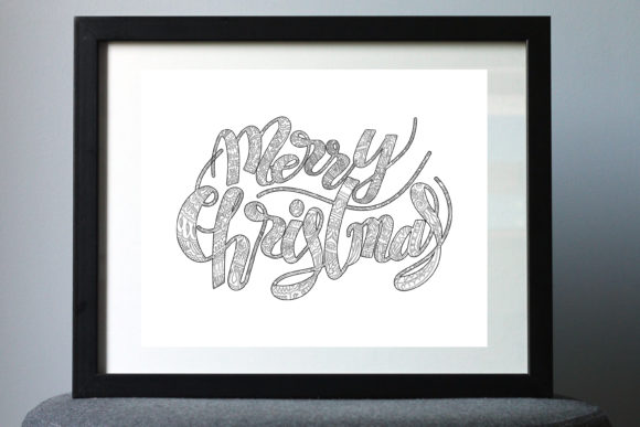 Merry Christmas Lettering with Pattern Illustrations