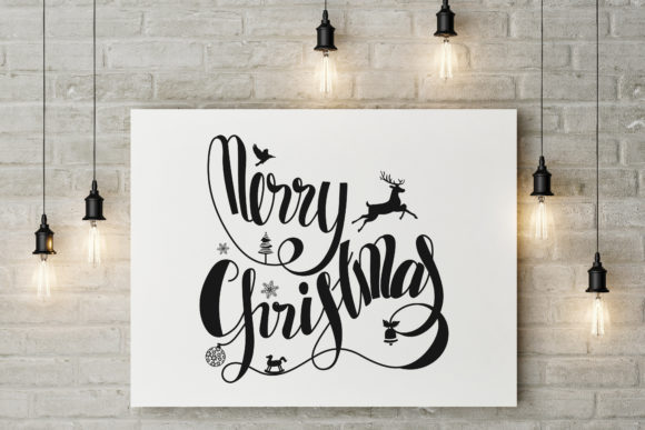 Merry Christmas Lettering with Symbol Illustrations