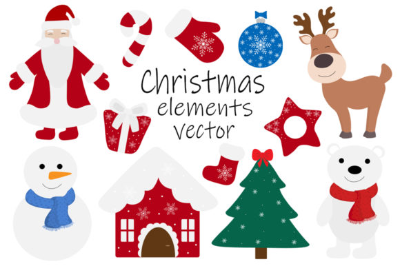 Set New Year Christmas Elements Vector for Illustrations