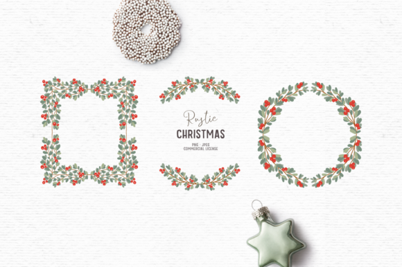 Vintage Christmas Wreath Clipart for Illustrations